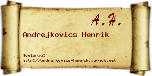 Andrejkovics Henrik névjegykártya